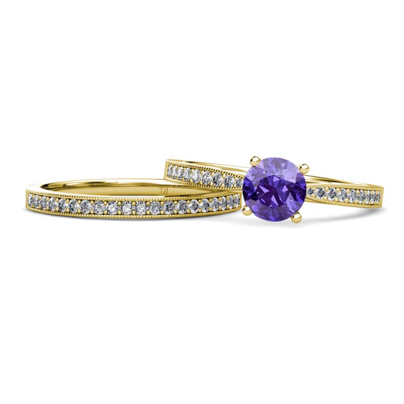 Sian Iolite and Diamond Bridal Set Ring 