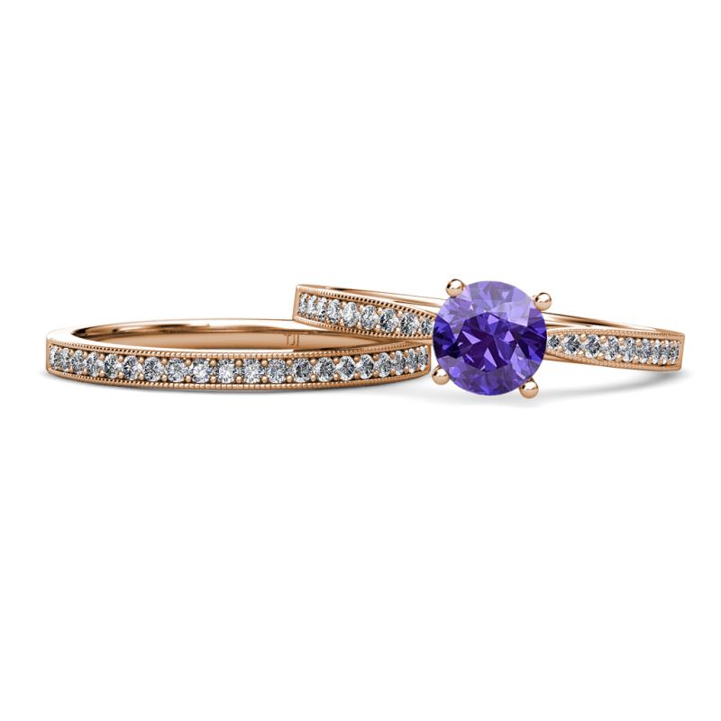 Sian Iolite and Diamond Bridal Set Ring 