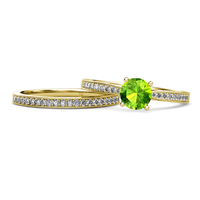 Sian Peridot and Diamond Bridal Set Ring 