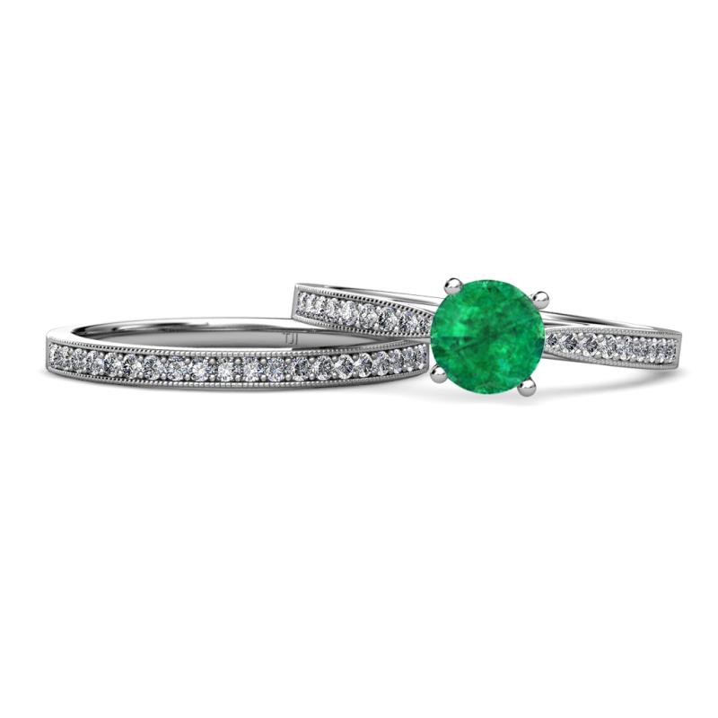 Sian Emerald and Diamond Bridal Set Ring 