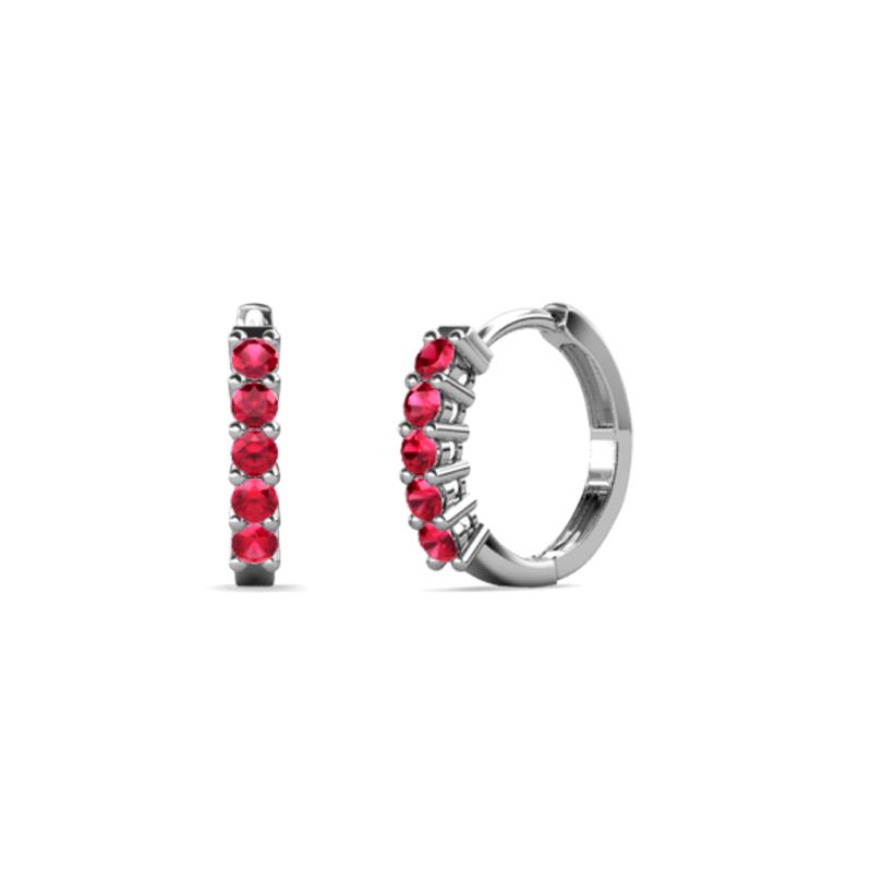 Aricia Petite Ruby Womens Hoop Earrings 0.32 ctw 14K White Gold