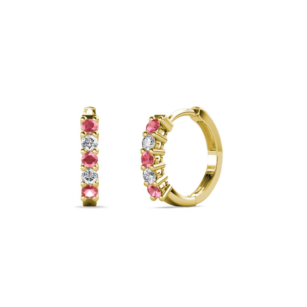 Aricia Petite Pink Tourmaline and Diamond Hoop Earrings 