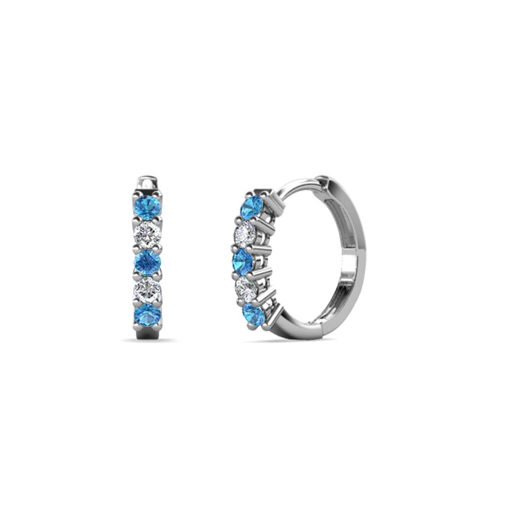 Aricia Petite Blue Topaz and Diamond Hoop Earrings 