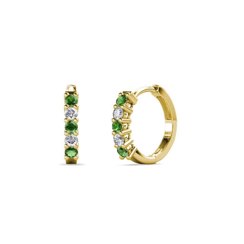 Aricia Petite Green Garnet and Diamond Hoop Earrings 