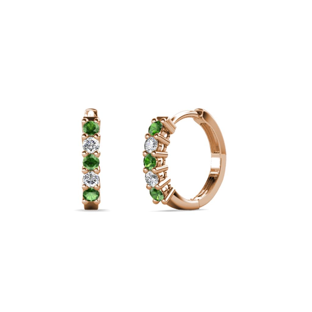 Aricia Petite Green Garnet and Diamond Hoop Earrings 