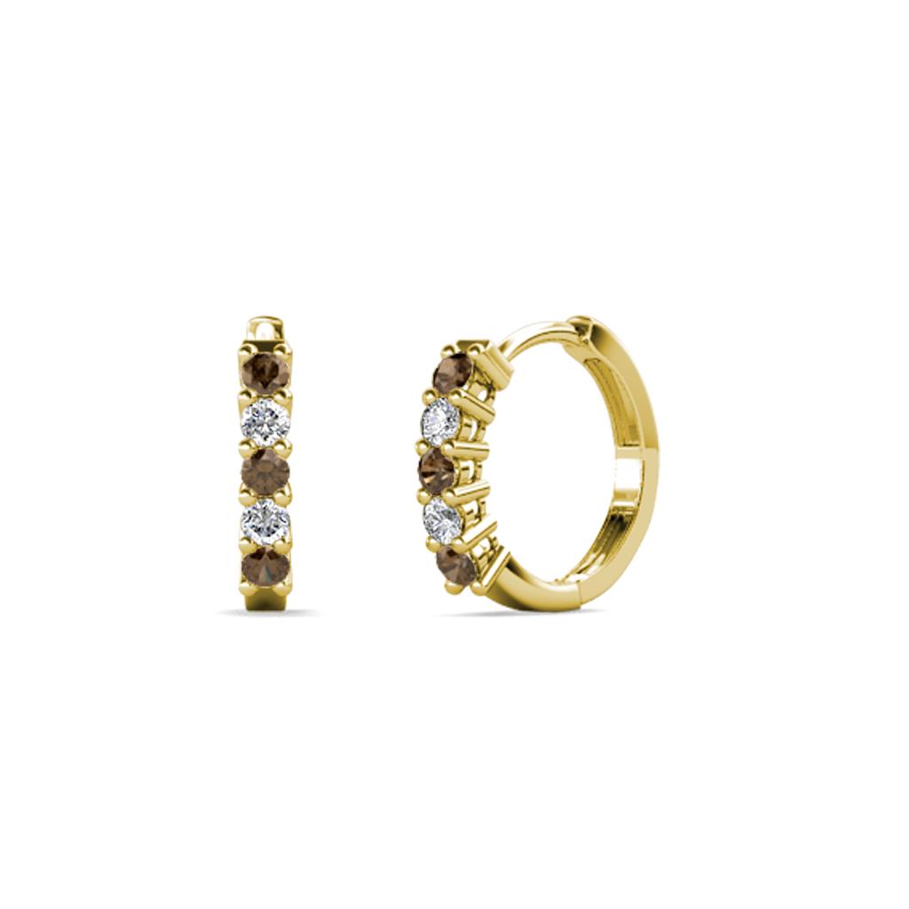 Aricia Petite Smoky Quartz and Diamond Hoop Earrings 