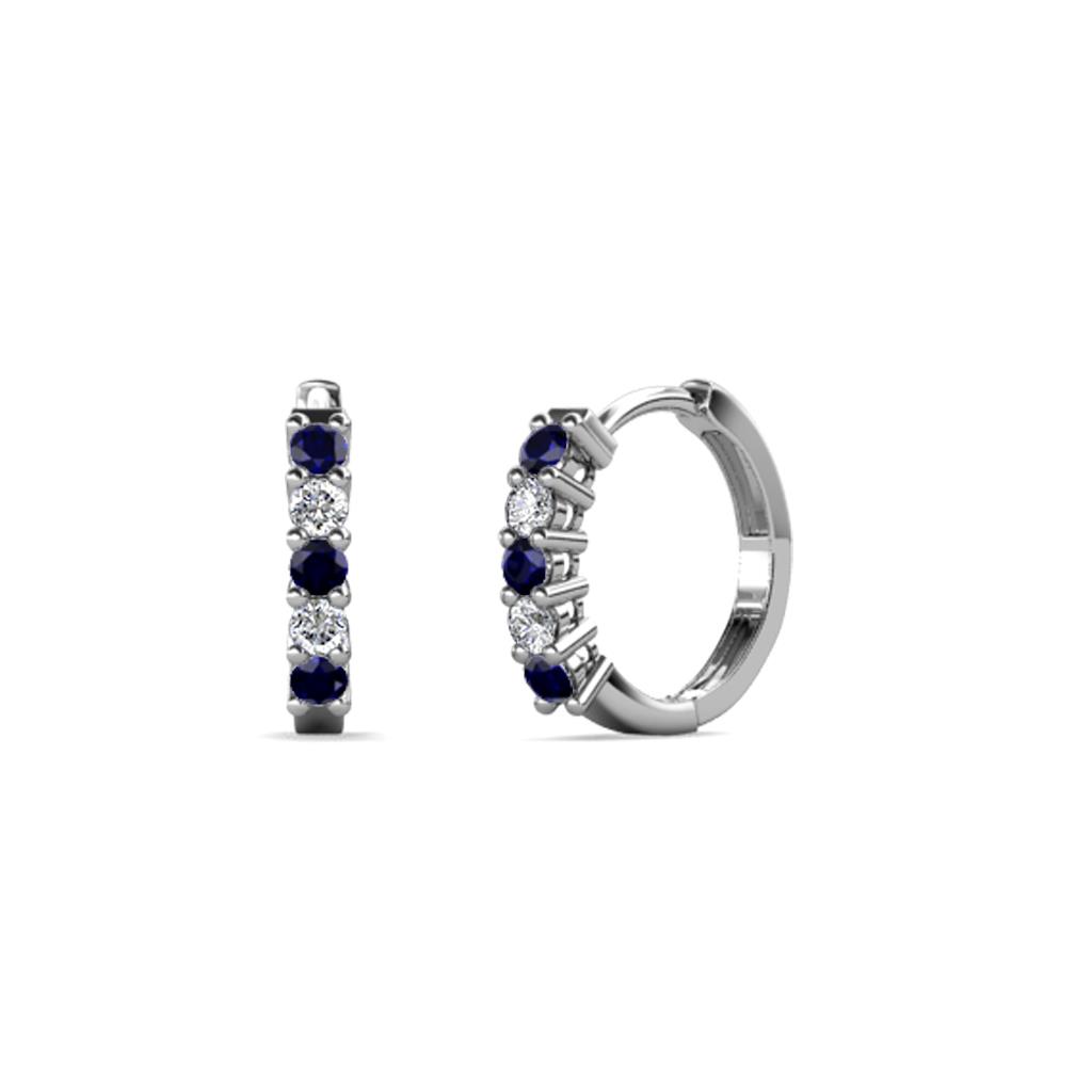 Aricia Petite Blue Sapphire and Diamond Hoop Earrings 