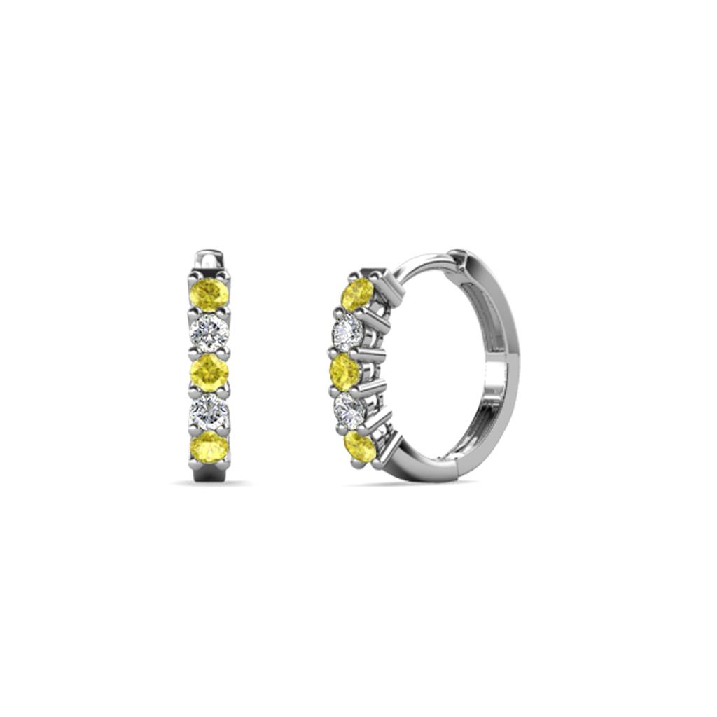 Aricia Petite Yellow Sapphire and Diamond Hoop Earrings 