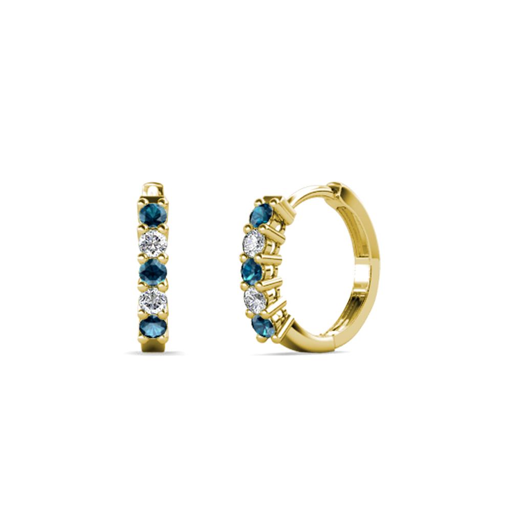 Aricia Petite Blue and White Diamond Hoop Earrings 