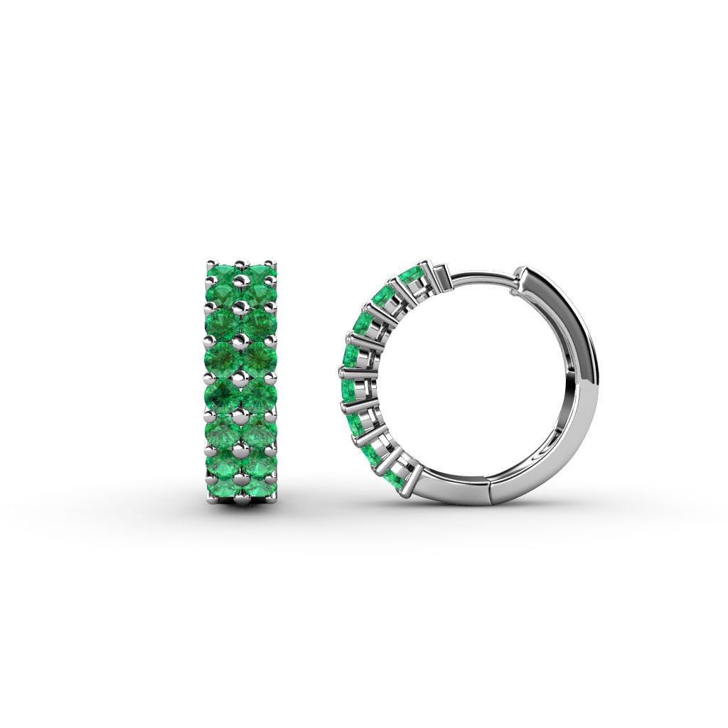 Candice 2.10 mm Emerald Double Row Hoop Earrings 