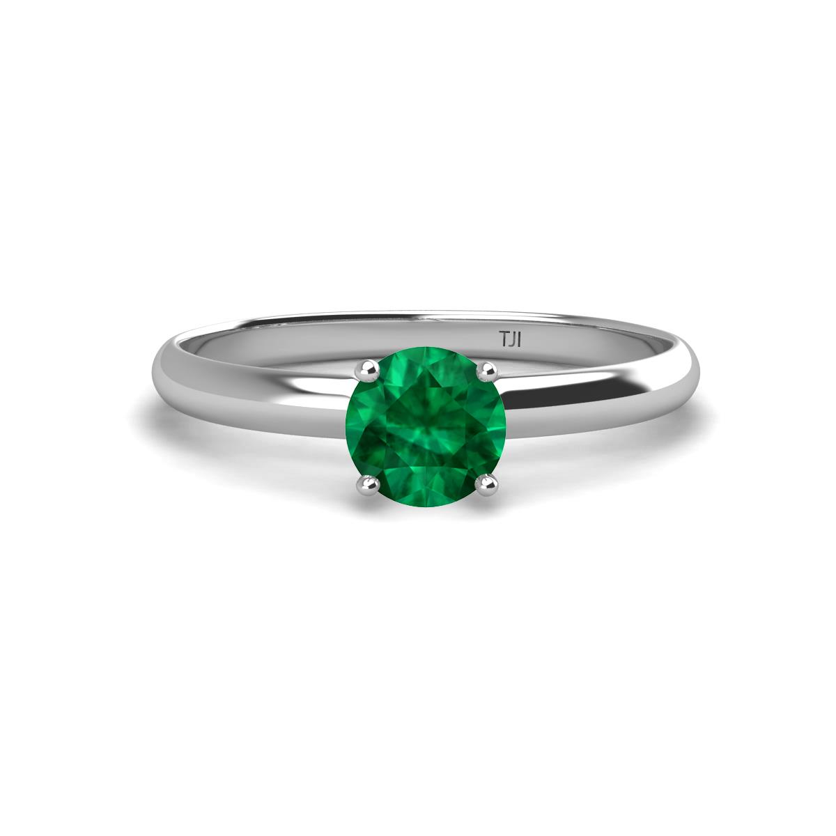 Solus Round Emerald Solitaire Engagement Ring  