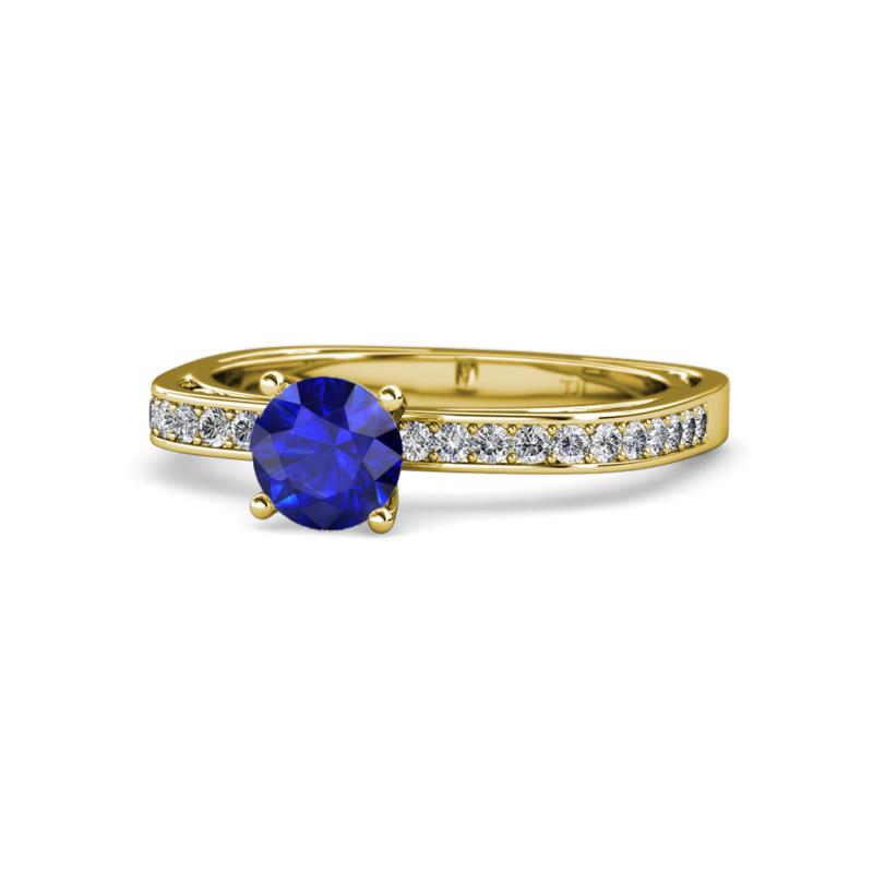 Gwen Blue Sapphire and Diamond Euro Shank Engagement Ring 