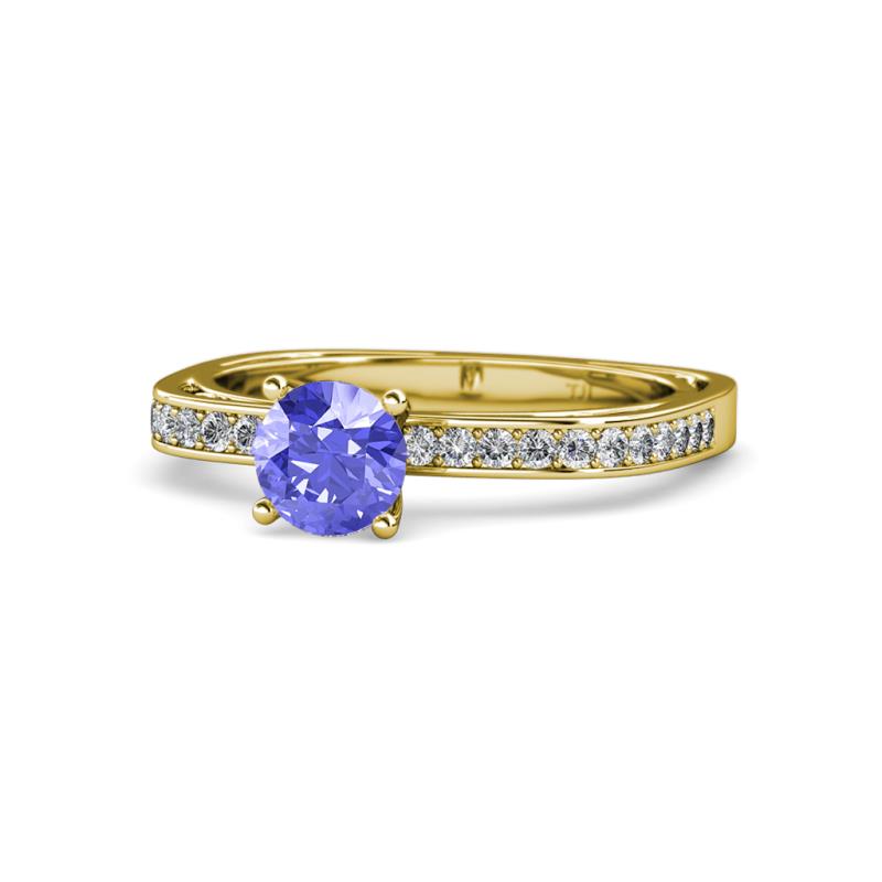 Gwen Tanzanite and Diamond Euro Shank Engagement Ring 