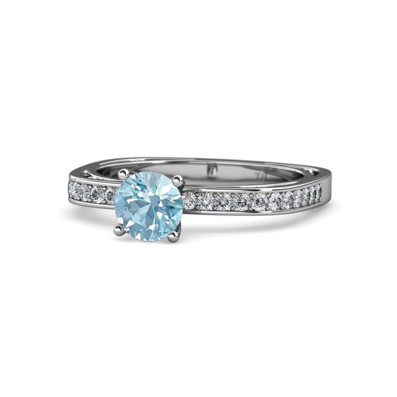 Gwen Aquamarine and Diamond Euro Shank Engagement Ring 