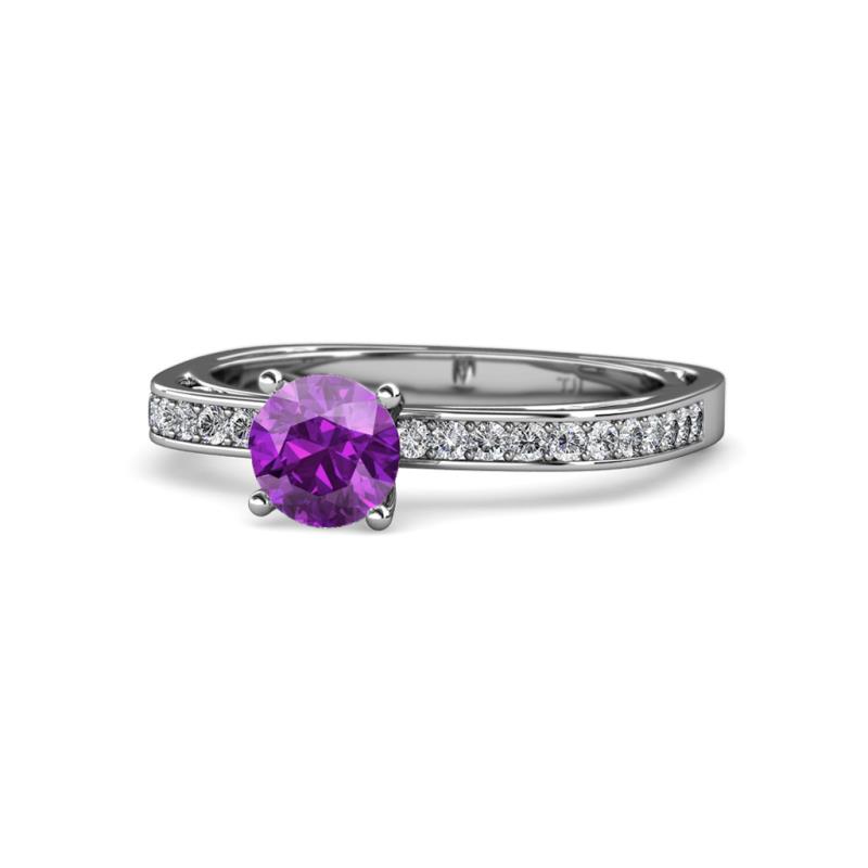 Gwen Amethyst and Diamond Euro Shank Engagement Ring 