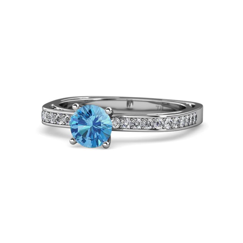 Gwen Blue Topaz and Diamond Euro Shank Engagement Ring 