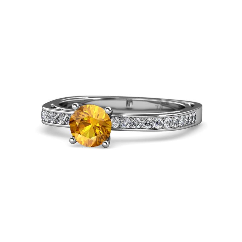 Gwen Citrine and Diamond Euro Shank Engagement Ring 