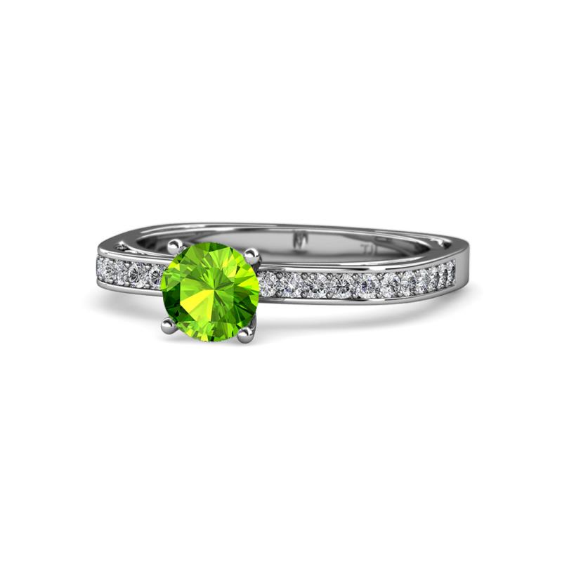 Gwen Peridot and Diamond Euro Shank Engagement Ring 