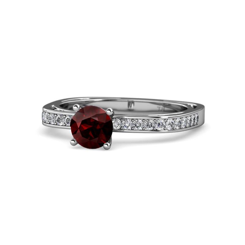 Gwen Red Garnet and Diamond Euro Shank Engagement Ring 