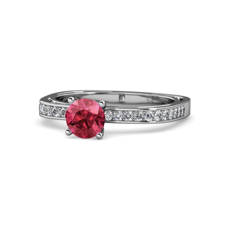 Gwen Rhodolite Garnet and Diamond Euro Shank Engagement Ring 