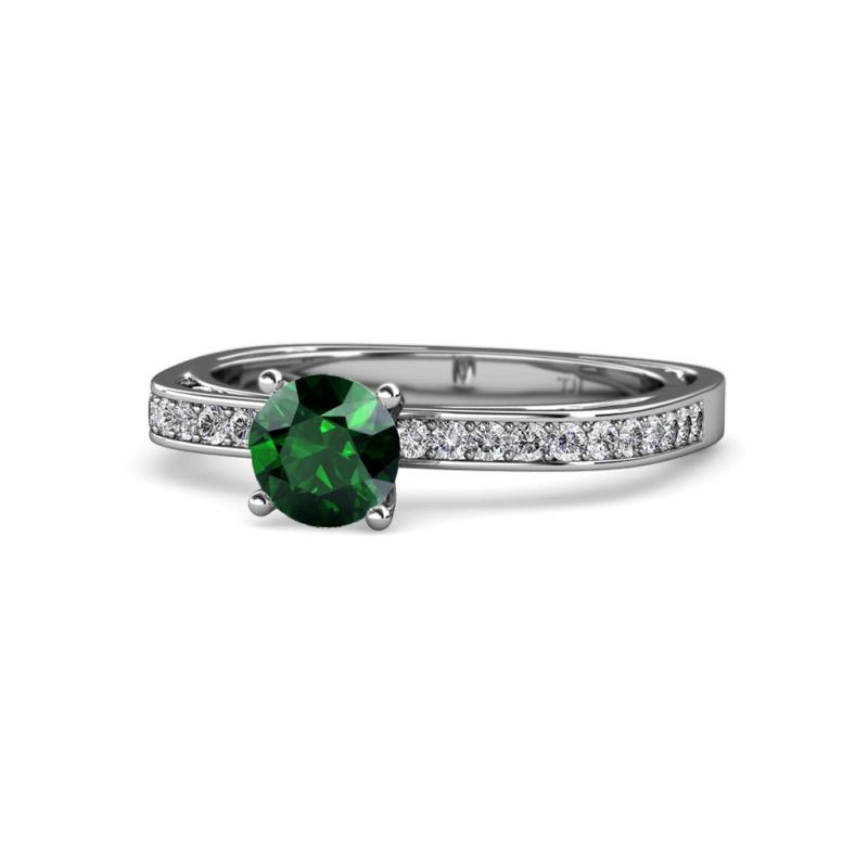 Gwen Emerald and Diamond Euro Shank Engagement Ring 