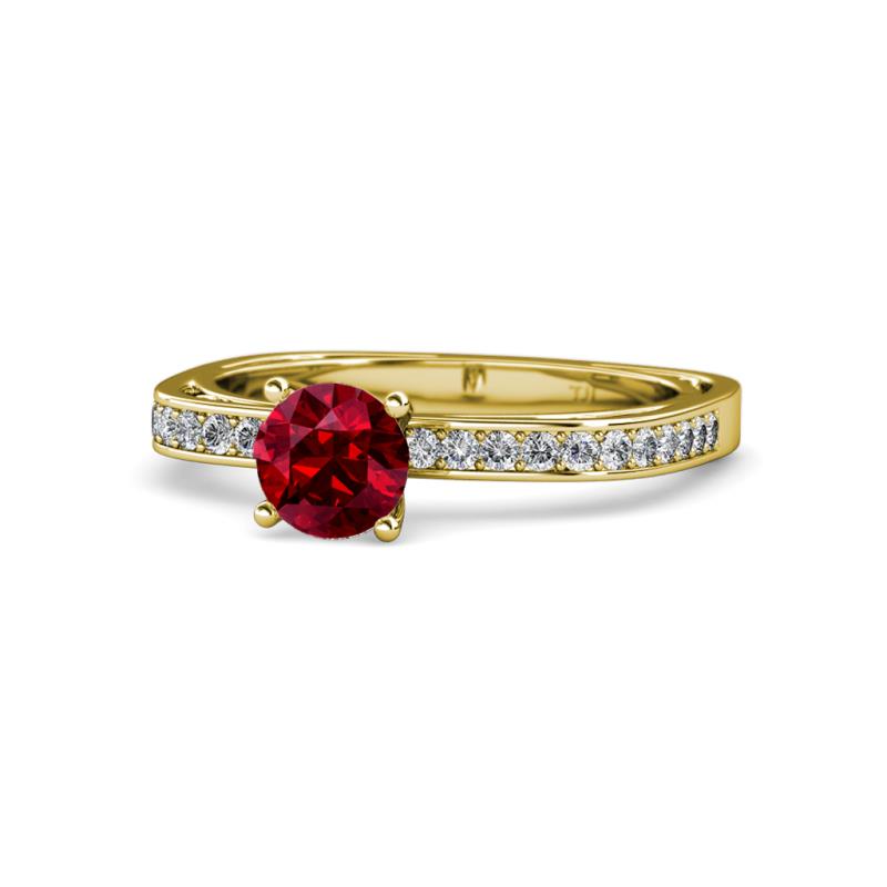 Gwen Ruby and Diamond Euro Shank Engagement Ring 