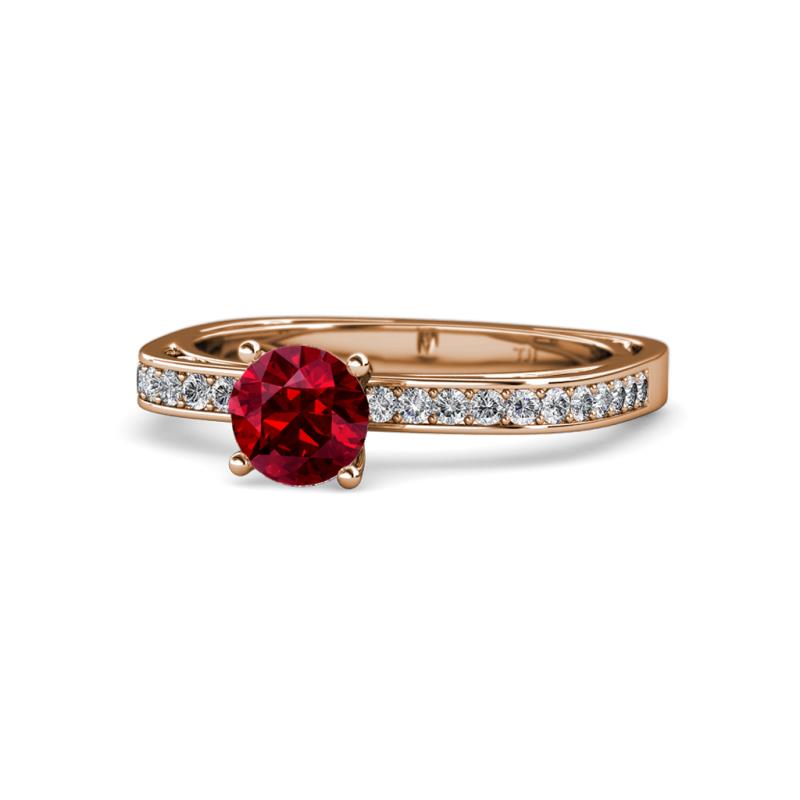 Gwen Ruby and Diamond Euro Shank Engagement Ring 