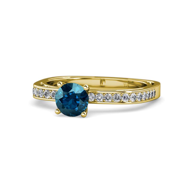 Gwen Blue and White Diamond Euro Shank Engagement Ring 