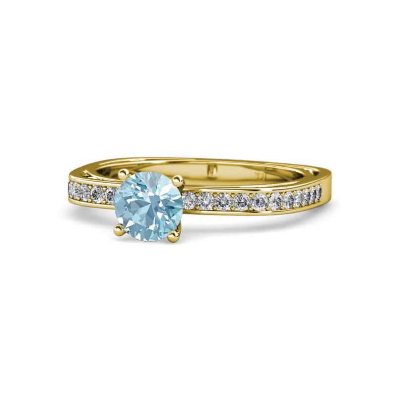 Gwen Aquamarine and Diamond Euro Shank Engagement Ring 