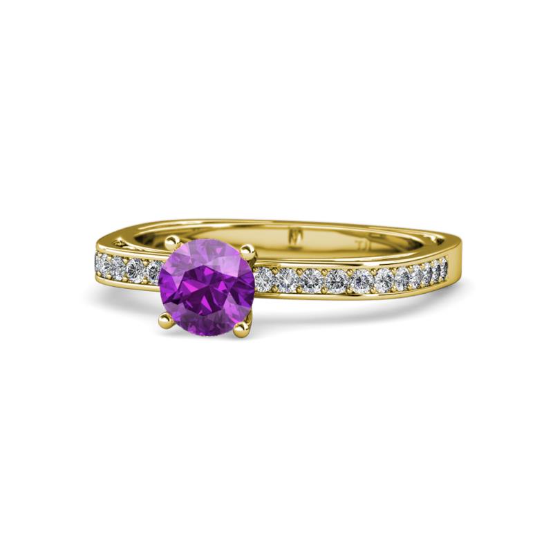 Gwen Amethyst and Diamond Euro Shank Engagement Ring 