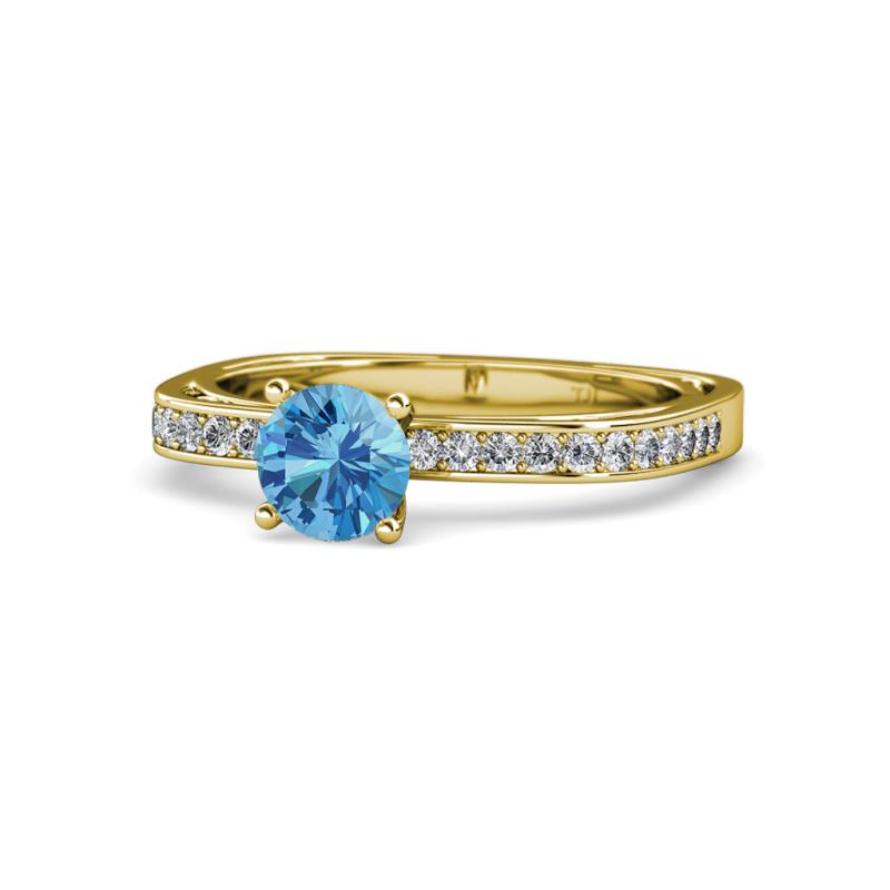 Gwen Blue Topaz and Diamond Euro Shank Engagement Ring 