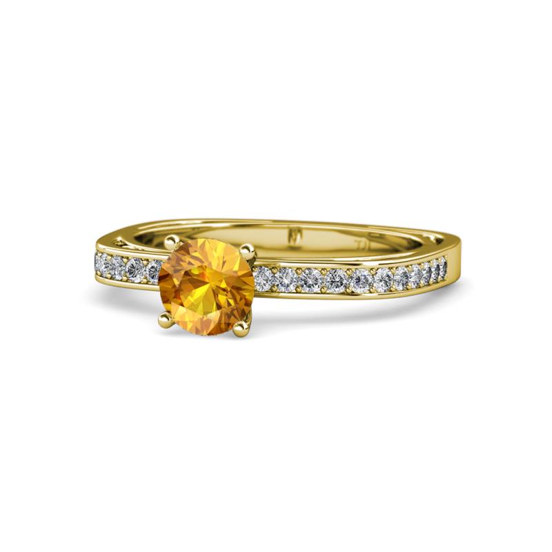 Gwen Citrine and Diamond Euro Shank Engagement Ring 