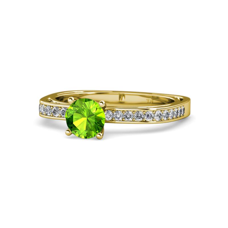 Gwen Peridot and Diamond Euro Shank Engagement Ring 