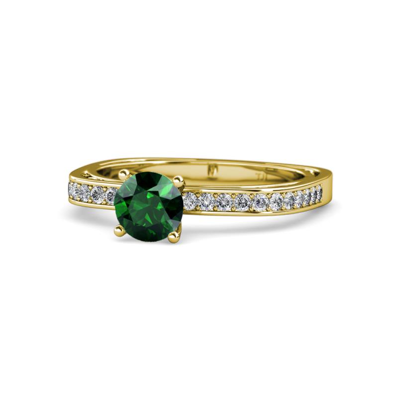 Gwen Emerald and Diamond Euro Shank Engagement Ring 