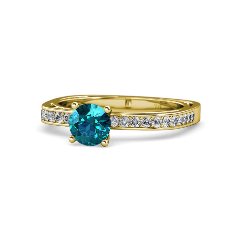 Gwen London Blue Topaz and Diamond Euro Shank Engagement Ring 