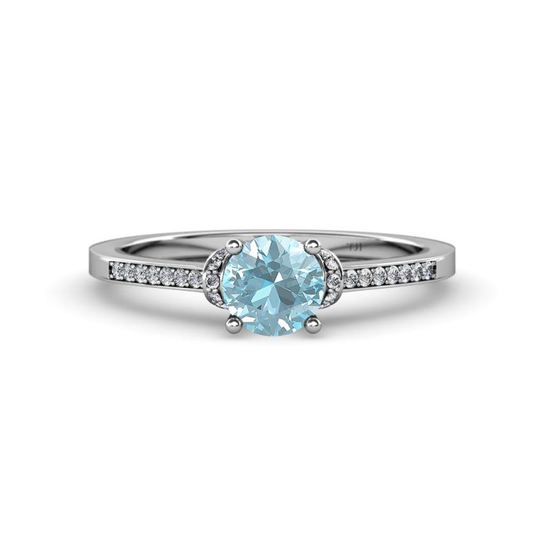 Nessa Aquamarine and Diamond Bridal Set Ring 
