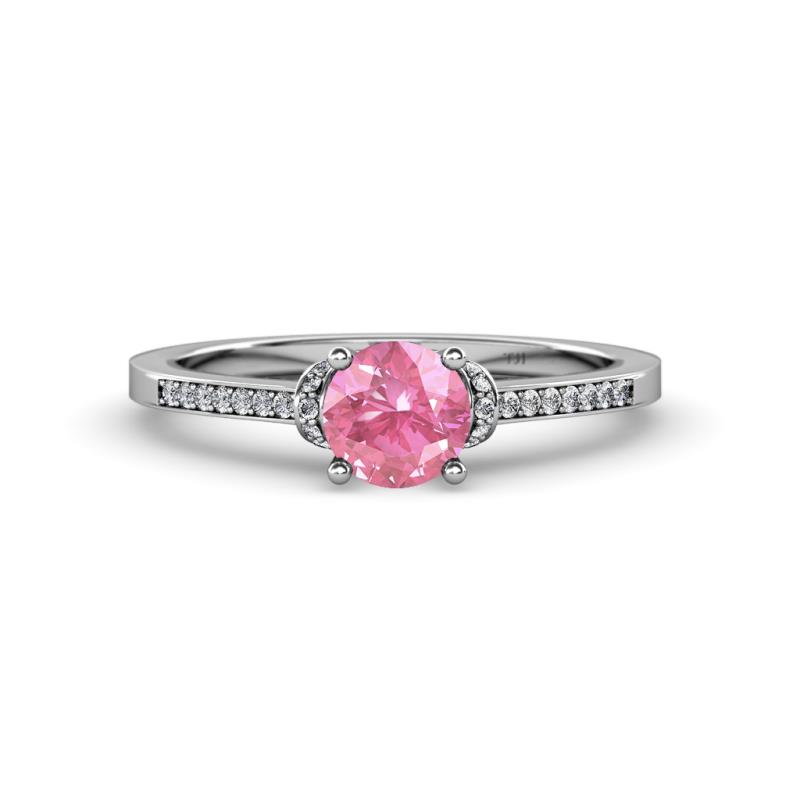 TriJewels Pink Tourmaline and Diamond Engagement Ring 1.45 ct tw in 14K Rose Gold SI2-I1, G-H 