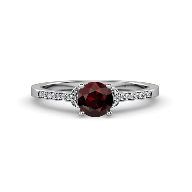 Nessa Red Garnet and Diamond Bridal Set Ring 