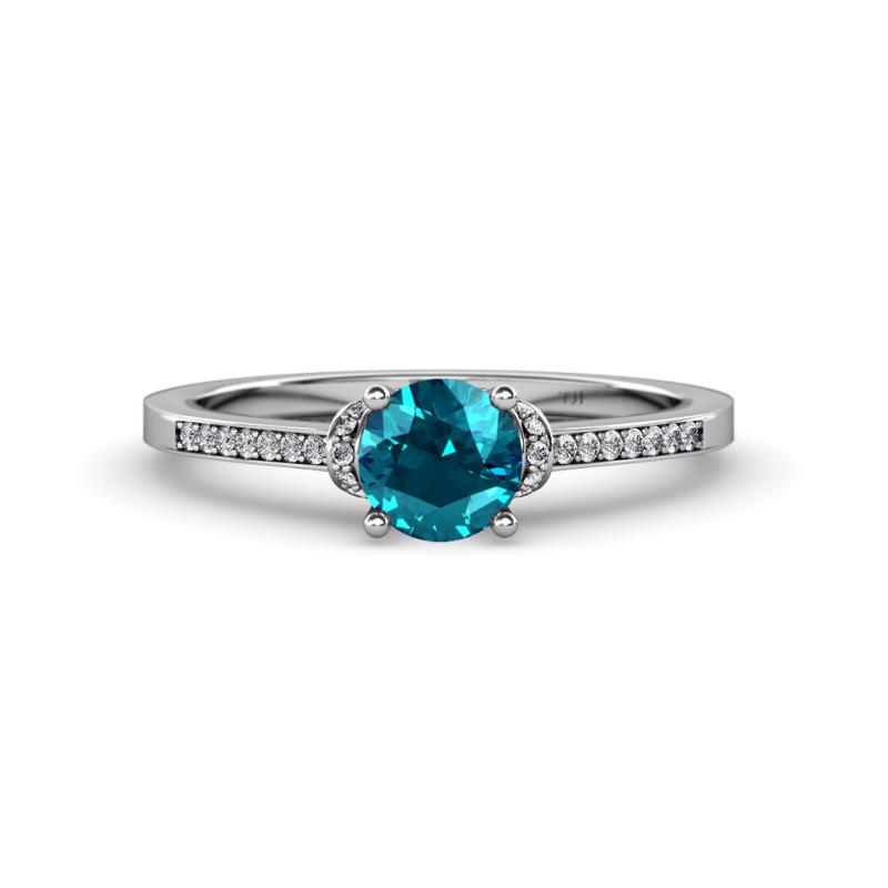 Nessa London Blue Topaz and Diamond Bridal Set Ring 