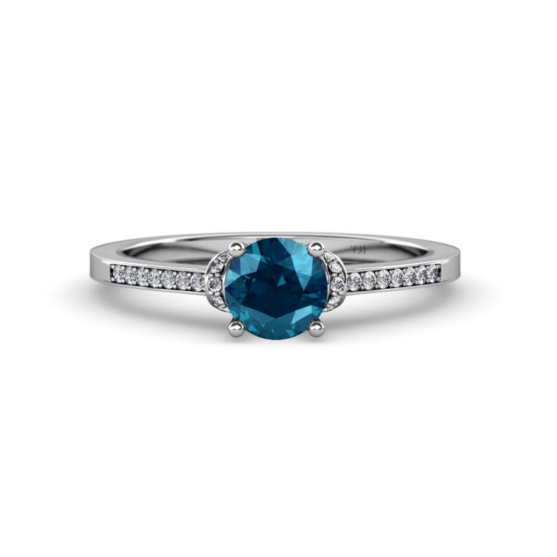 Nessa Blue and White Diamond Bridal Set Ring 