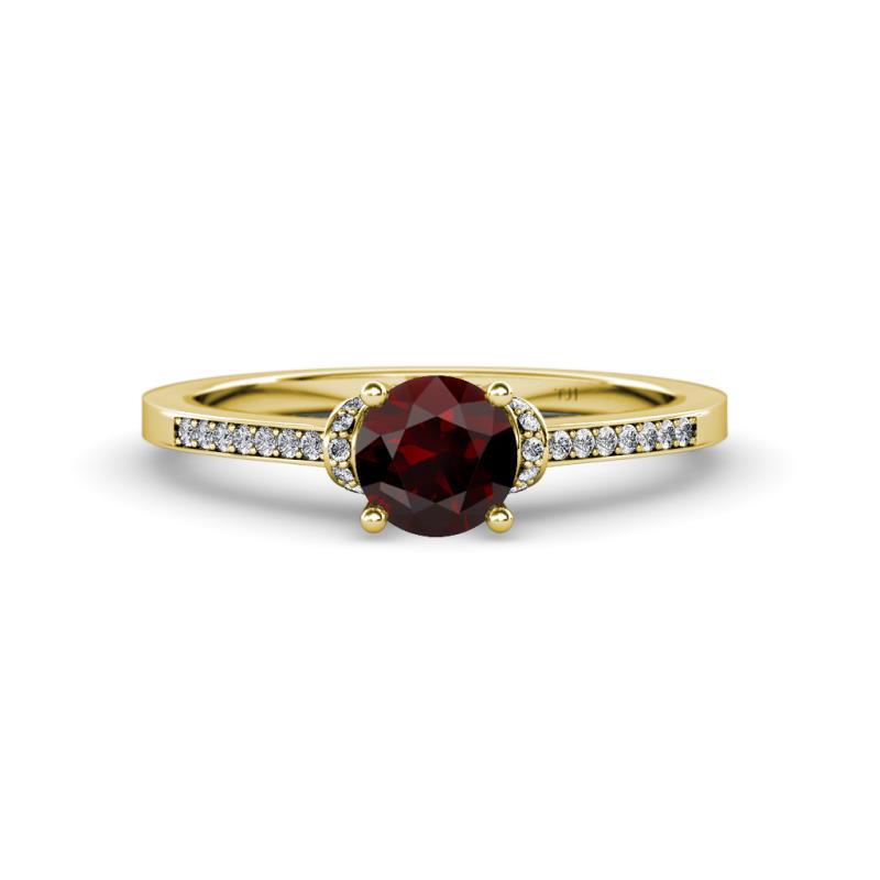 Nessa Red Garnet and Diamond Bridal Set Ring 