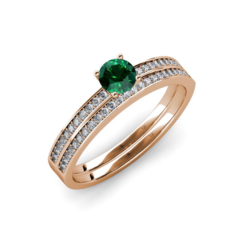 Evika 1.23 ctw Emerald (6.00 mm) Accented Natural Diamonds Bridal Set Ring  