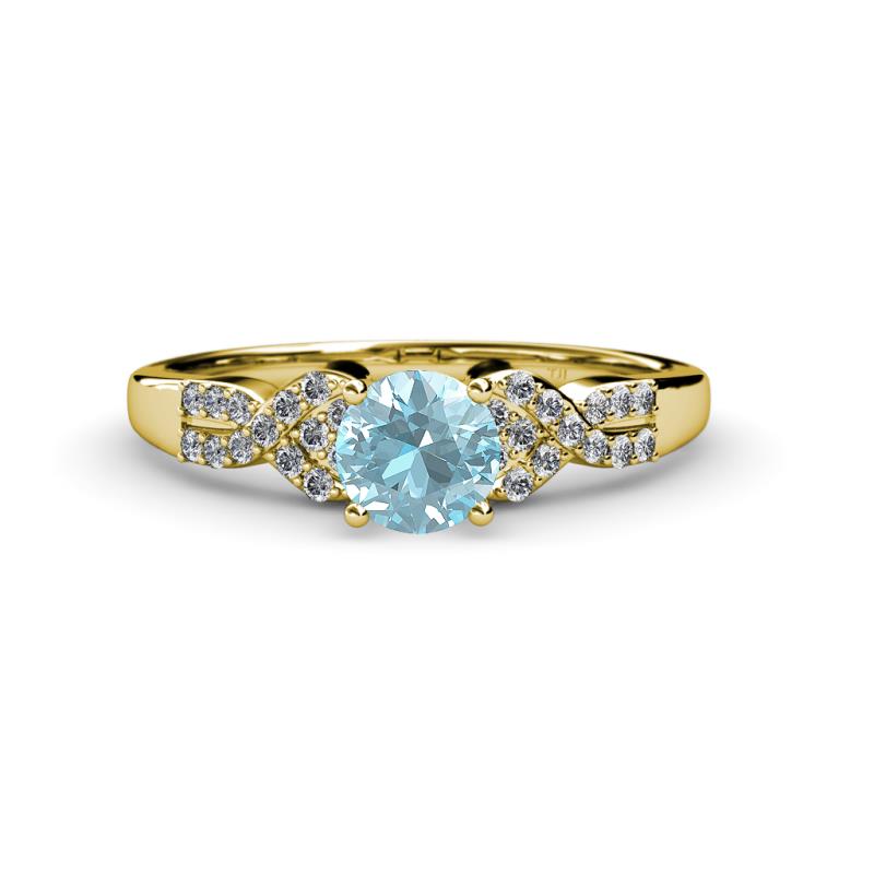 Serene Aquamarine and Diamond Bridal Set Ring 