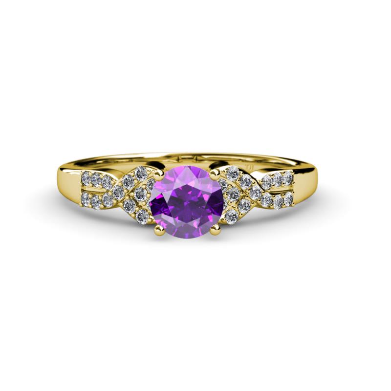 Serene Amethyst and Diamond Bridal Set Ring 