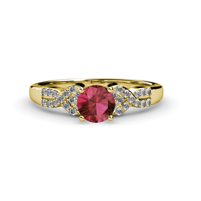 Serene Rhodolite Garnet and Diamond Bridal Set Ring 