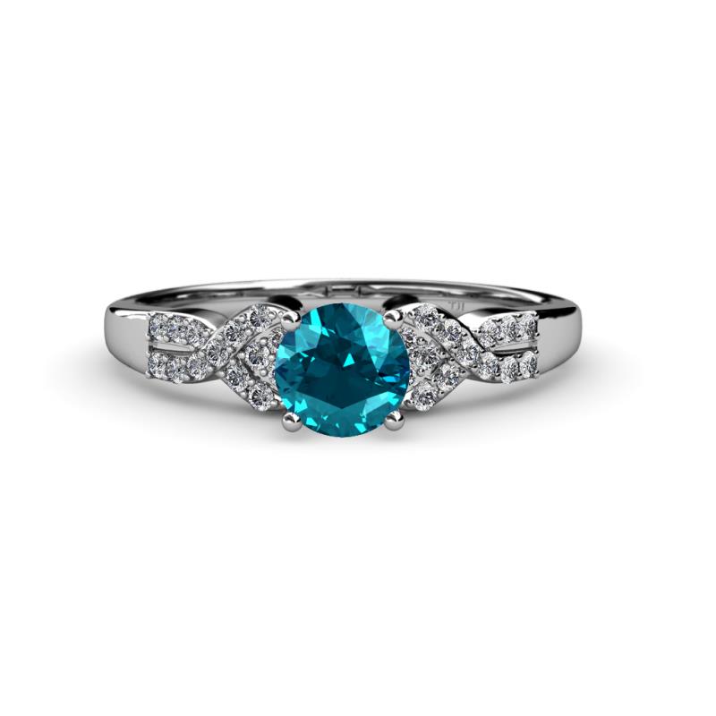 Serene London Blue Topaz and Diamond Bridal Set Ring 