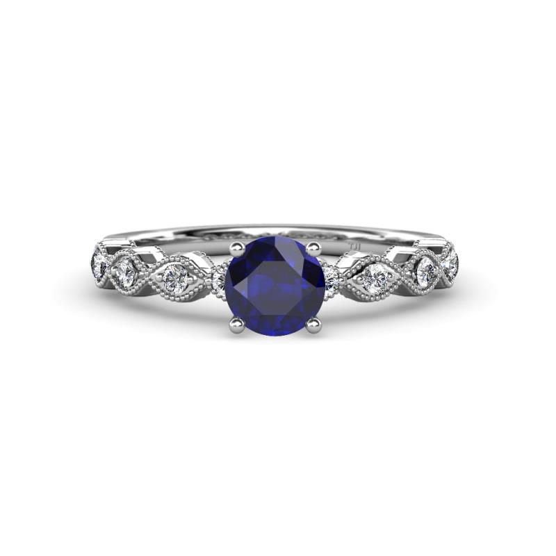 Laine Blue Sapphire and Diamond Marquise Shape Bridal Set Ring 
