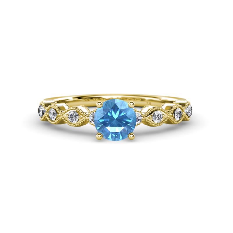Laine Blue Topaz and Diamond Marquise Shape Bridal Set Ring 