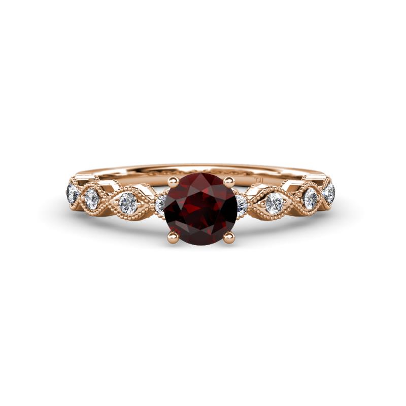 Laine Red Garnet and Diamond Marquise Shape Bridal Set Ring 