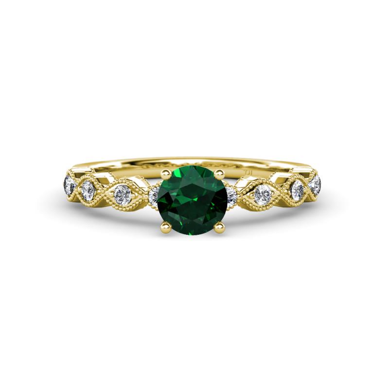 Laine Emerald and Diamond Marquise Shape Bridal Set Ring 